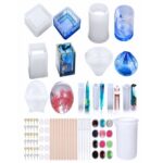 E45 Molde Resina - Set 9 moldes Formas Geometricas + Accesorios