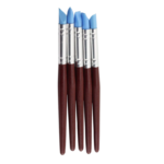 Set 5 Pzs Pinceles Medios de Silicona Punta Azul